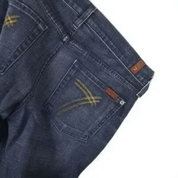 7 For All Mankind DOJO 7 Embroidered Med Wash Mid Rise Wide Leg Jeans Size: 29 - Picture 5 of 6